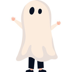 boy with ghost disguise