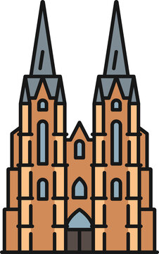 recommend clip art: German cathedral building color outline icon