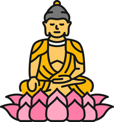 Chinese sacred Buddha meditation pose outline icon