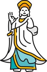 Kuan Yin goddess statue in Hong Kong outline icon