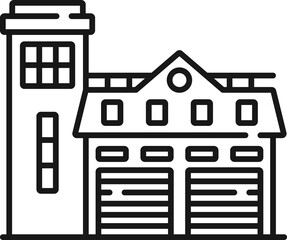 Fire station city building isolated outline icon