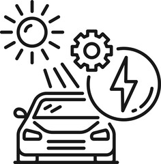 Electric car charge sun power energy, outline icon