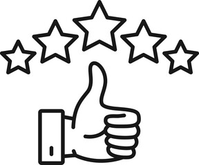 Five star rating and thumb up, customer review