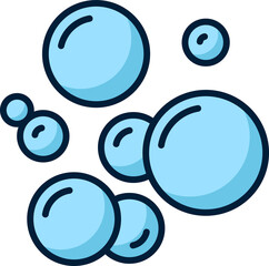 Smooth soap bubbles, blue isolated foam balls icon