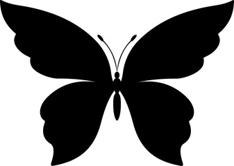Butterfly black silhouette, vector insect shape
