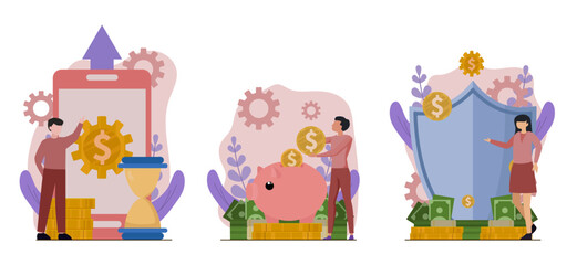 Flat Bundle Finance Design Illustration
