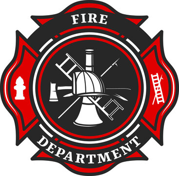 Fire department badge, firefighter team emblem