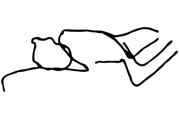 Schlafende Person, abstrakte Skizze, handgezeichnet, Linien
