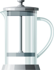 French press cartoon icon. Vector kitchen plunger