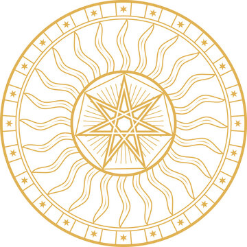 Occult pentagram esoteric symbol, vector star sign