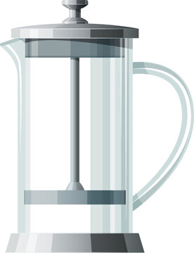 French Press Cartoon Icon. Vector Kitchen Plunger