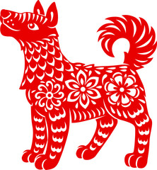 Chinese New year holiday symbol papercut dog icon