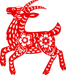 Chinese horoscope goat sign isolated papercut ram