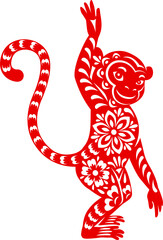 Chinese New Year symbol, monkey paper cut animal