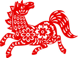 Running horse with flower arrangement CNY symbol © Vector Tradition