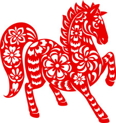 Lunar zodiac calendar horse, floral arrangements © Vector Tradition