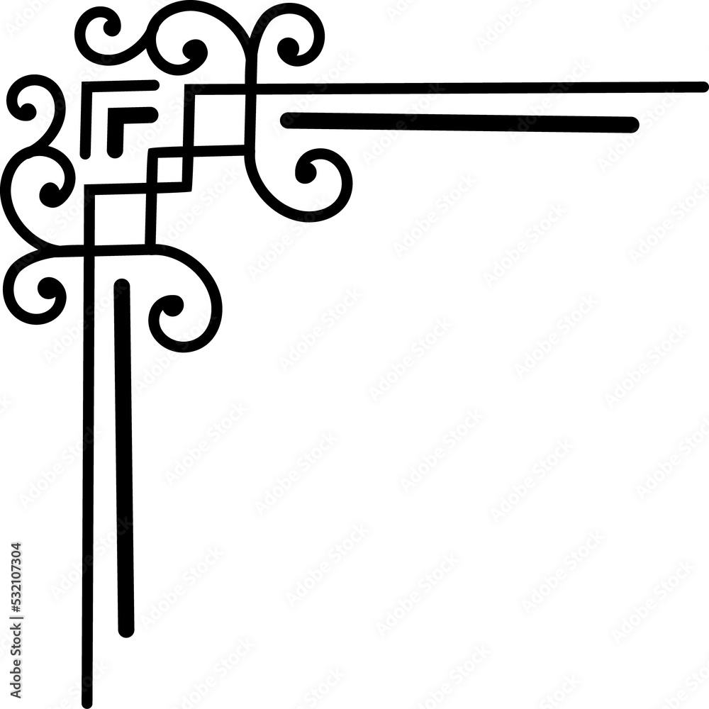 Poster corner with swirls, wavy patterns, art deco frame