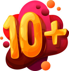 Ten plus age limit sign, content rating mark icon