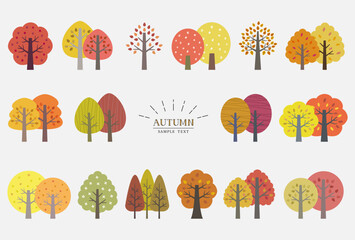 秋の木々　イラスト素材セット / vector eps
