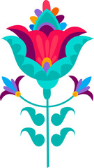 Cartoon mexican flower colorful symmetric symbol