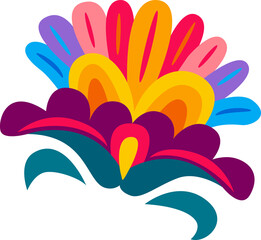 Cartoon mexican flower, colorful blossom petals