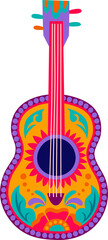 Fototapeta na wymiar Latin music tool, aztec guitar with floral pattern