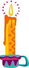 Mexican candle in old candlestick, ethnic ornament