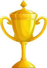 Golden cup trophy icon, sport victory gold award