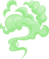 Green cartoon cloud sign isolated steaming smoke