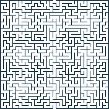 Square mental conundrum icon, maze game labyrinth