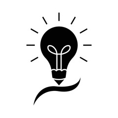 Learning idea glyph icon illustration. contains light bulb icon with pencil icon. Illustration of icon related to education. Simple design editable