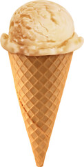 Creme brulee, caramel or vanilla ice cream in cone