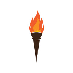 Fire torch with flame flat icons set. Collection of symbol flaming, illustration