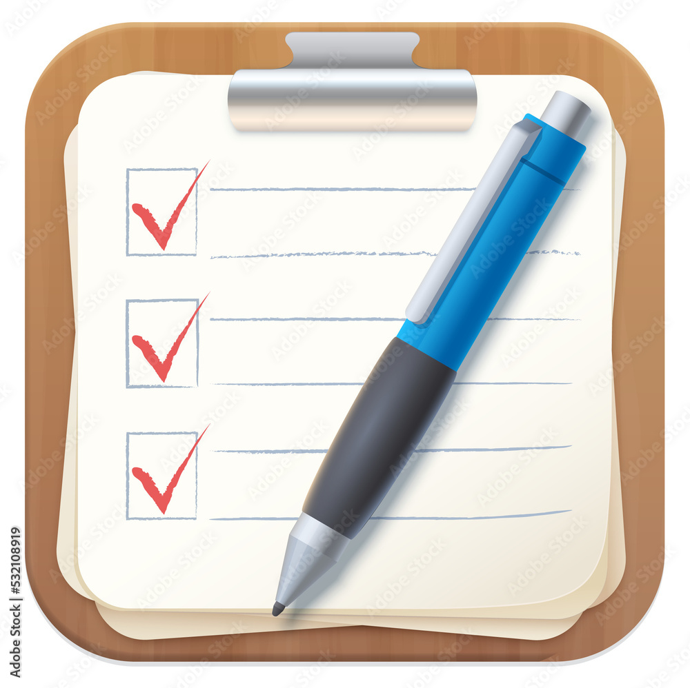 Poster Checklist notepad clipboard icon, check list board