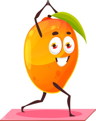 Mango cartoon character fitness yoga pilates sport