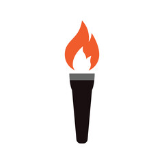Fire torch with flame flat icons set. Collection of symbol flaming, illustration