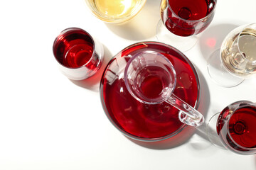Concept of delicious alcohol drink, wine, top view