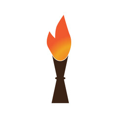 Fire torch with flame flat icons set. Collection of symbol flaming, illustration