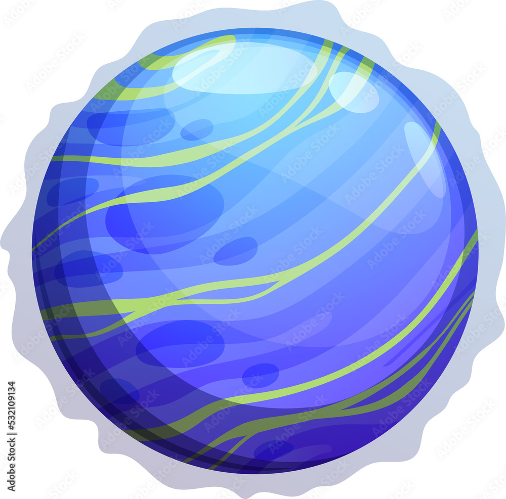 Poster mysterious blue space planet game ui cartoon icon