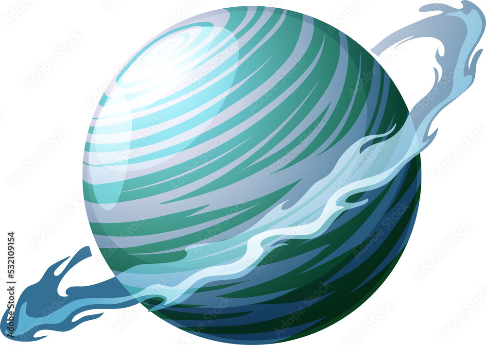 Poster cold ice space planet with snow ring game icon