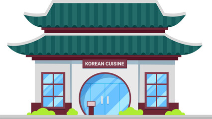 Obraz premium Korean cuisine restaurant building cartoon icon