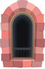 Fototapeta premium Medieval castle prison or jail cartoon window
