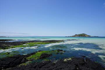 rock beach and island