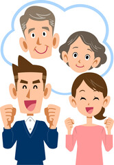 両親のことを思い浮かべる笑顔の夫婦
