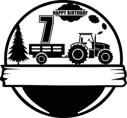 Tractor Illustration with Number of Birthday