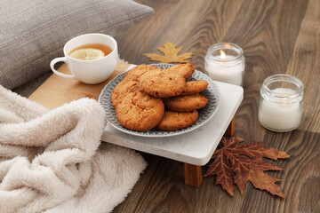 Concept of Hygge, warm and cozy composition