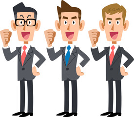 モチベーションが高い3人のビジネスマン
