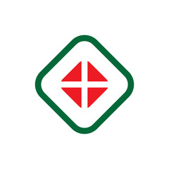 Square with Plus logo design vector