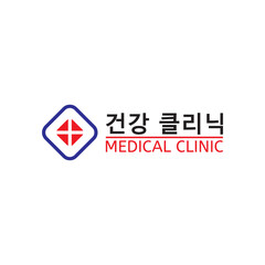 Fototapeta na wymiar Medical Clinic letter in Korean language logo design vector, Korean medical clinic logo design