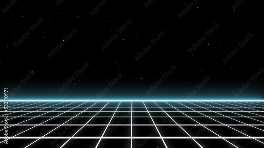 Canvas Prints retro style sci-fi future synthwave background. futuristic perspective grid landscape. digital cyber